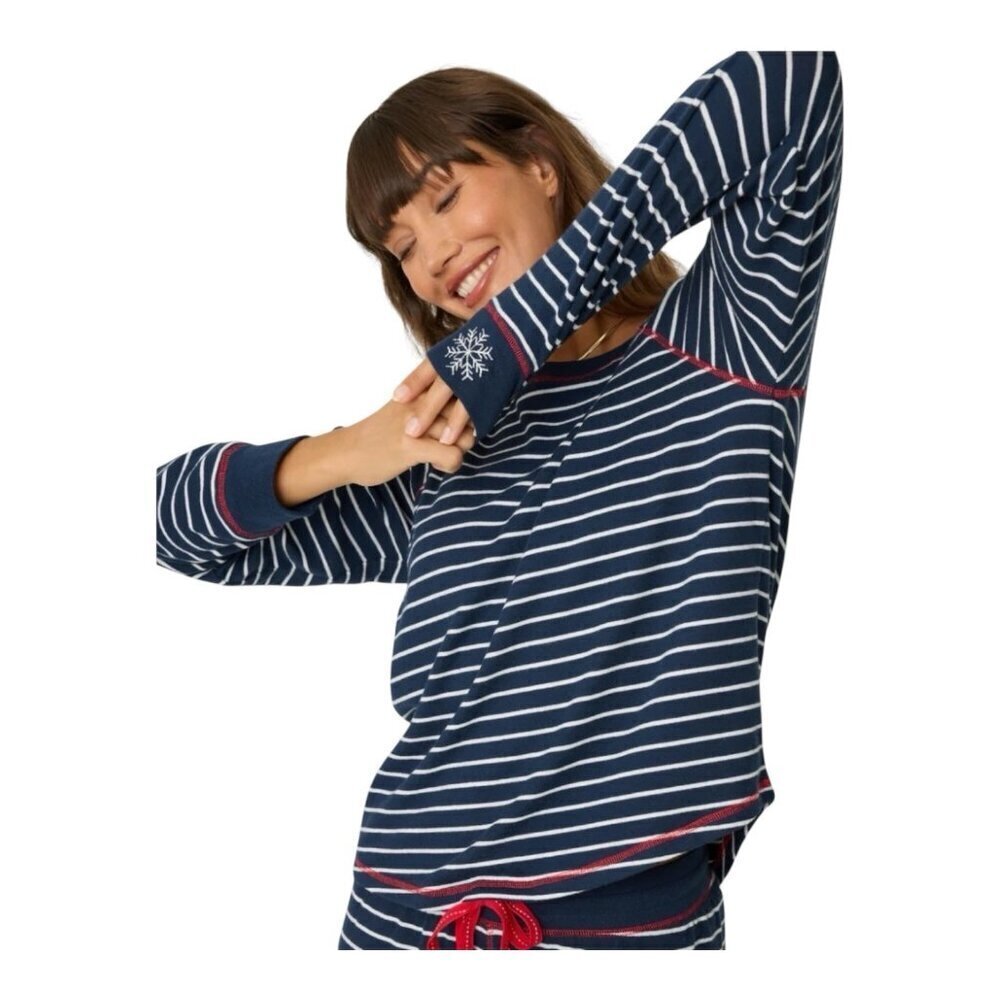 PJ Salvage Snowflake Kisses Long Sleeve Top XL Midnight Blue Cozy Festive NWT